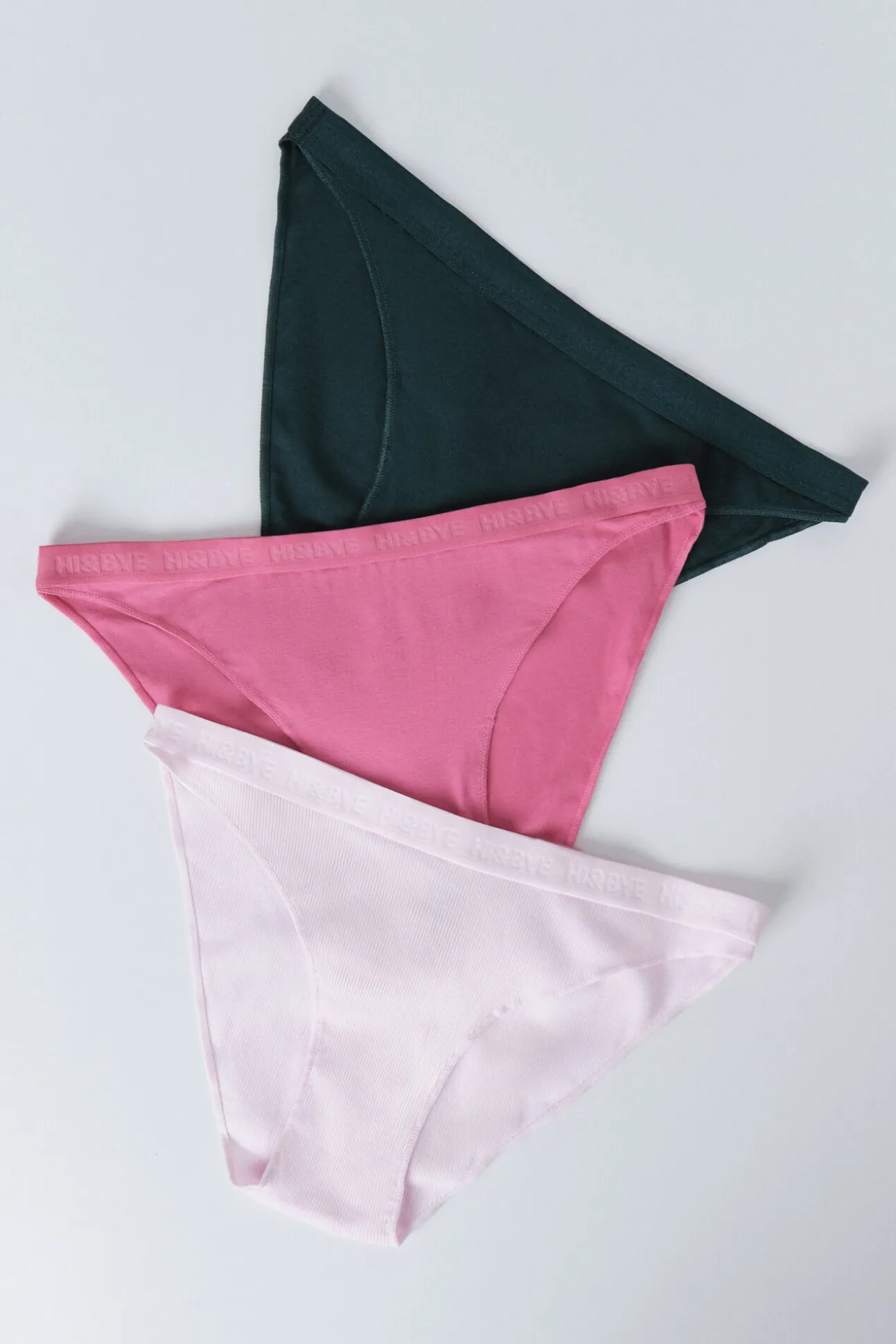Pack 3 bragas clásicas rosa, verde, fucsia