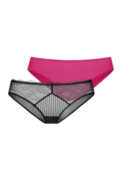 Pack 2 bragas encaje negro y rosa
