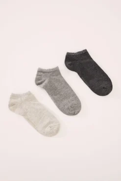 Pack 3 calcetines cortos grises lurex
