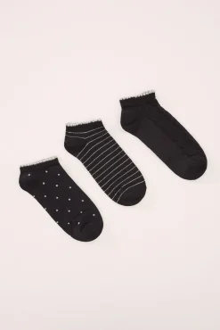 Pack 3 calcetines cortos negro lurex