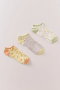 Pack 3 calcetines cortos print frutas