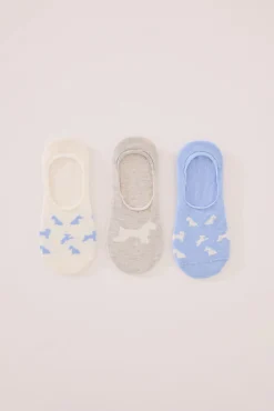 Pack 3 calcetines invisibles algodón print perritos