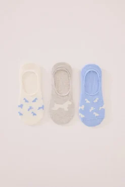 Pack 3 calcetines invisibles algodón print perritos