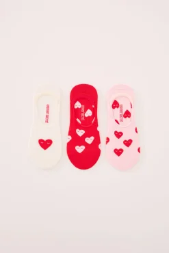 Pack 3 calcetines invisibles algodón print corazones