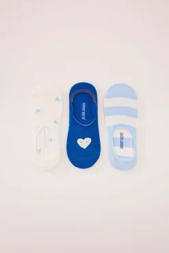 Pack 3 calcetines invisibles algodón print corazones