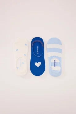 Pack 3 calcetines invisibles algodón print corazones
