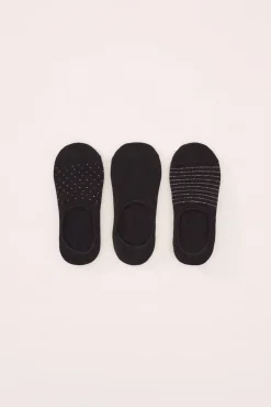 Pack 3 calcetines invisibles algodón negro