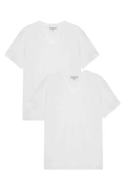 Pack 2 camisetas elásticas cuello pico blanco