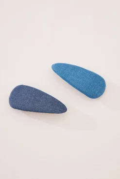 Pack 2 clips pelo denim azul