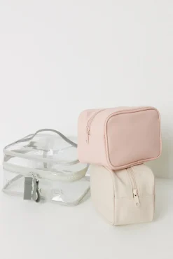 Pack 3 neceseres rosa y beige