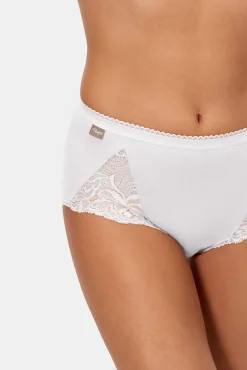 Pack de 2 bragas altas de algodón elástico con encaje