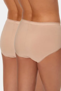 Pack de 2 bragas altas de algodón elástico con encaje
