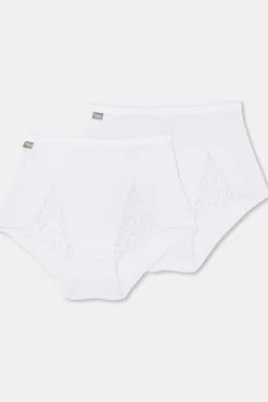 Pack de 2 bragas maxi de algodón elástico con encaje