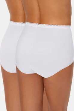 Pack de 2 bragas maxi de algodón elástico con encaje