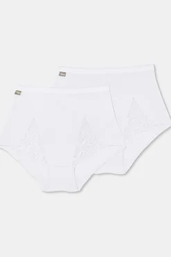 Pack de 2 bragas maxi de algodón elástico con encaje