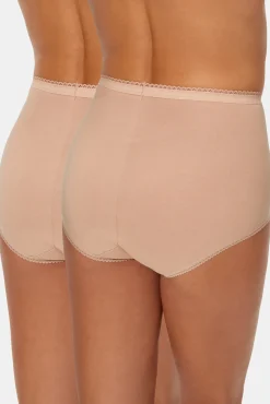 Pack de 2 bragas maxi de algodón elástico con encaje