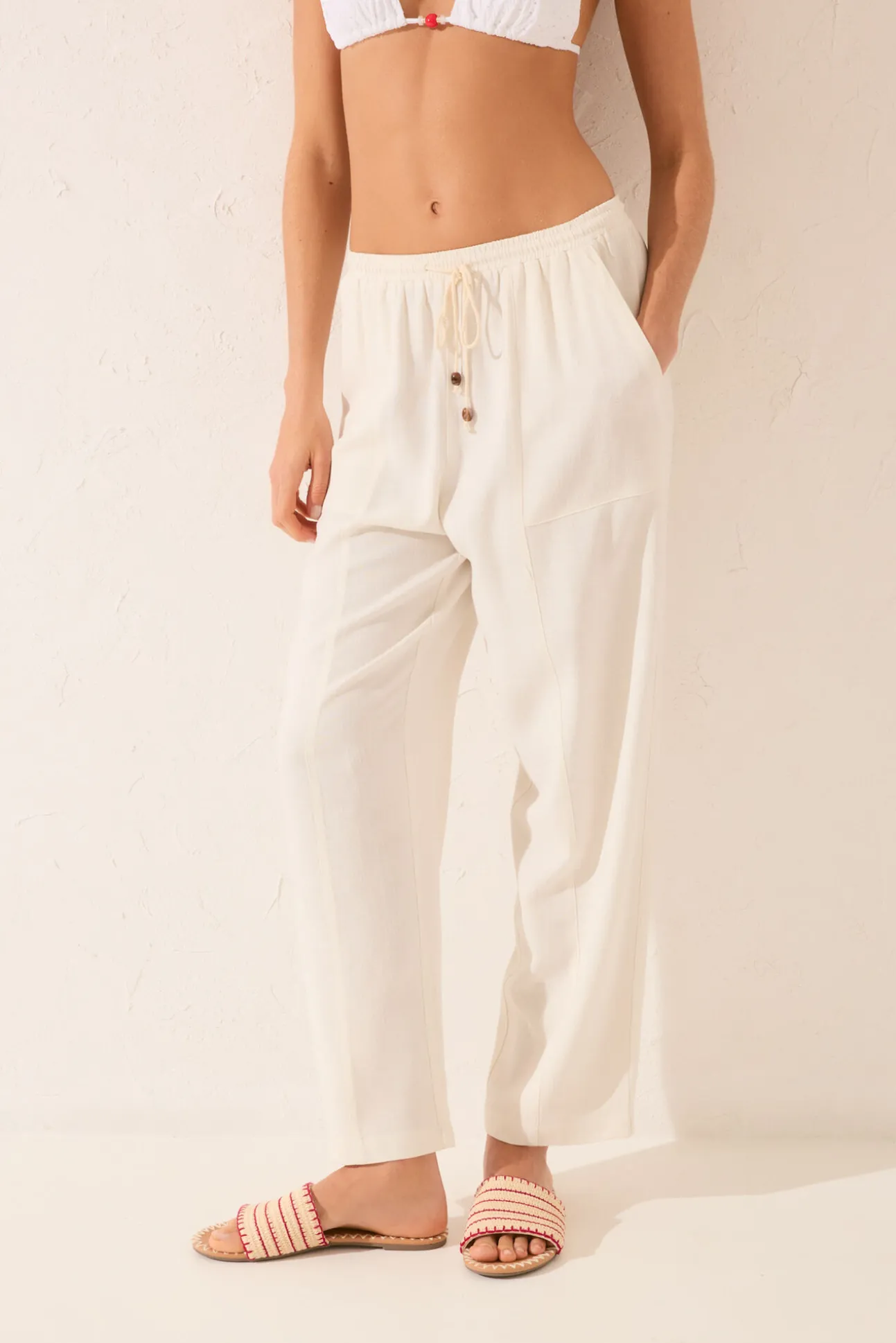 Pantalón Capri lino blanco
