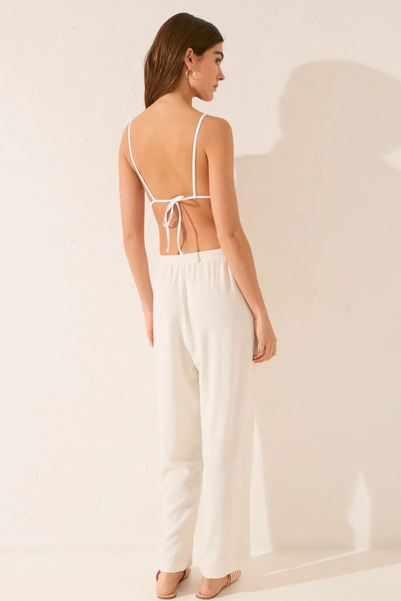 Pantalón Capri lino blanco