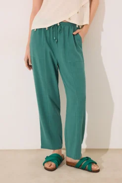 Pantalón Capri lino y viscosa verde