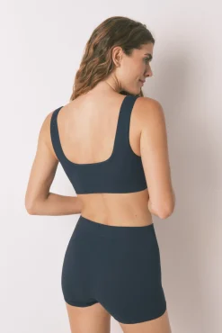 Pantalón corto canalé azul oscuro