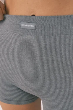 Pantalón corto canalé gris claro