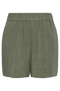 Pantalón corto de lino con cintura elástica