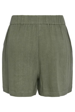 Pantalón corto de lino con cintura elástica