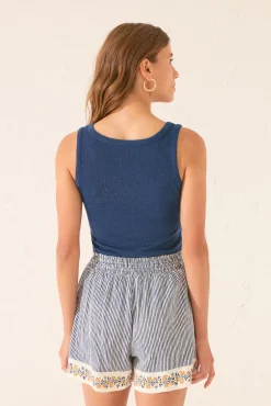 Pantalón corto estampado rayas cenefas