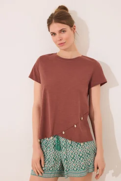 Pantalón corto viscosa estampado geométrico