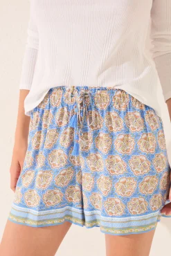 Pantalón corto viscosa estampado azul