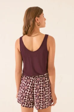 Pantalón corto viscosa estampado flores