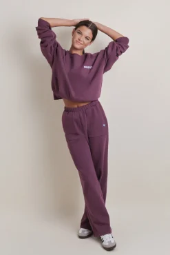 Pantalón flare felpa algodón vino