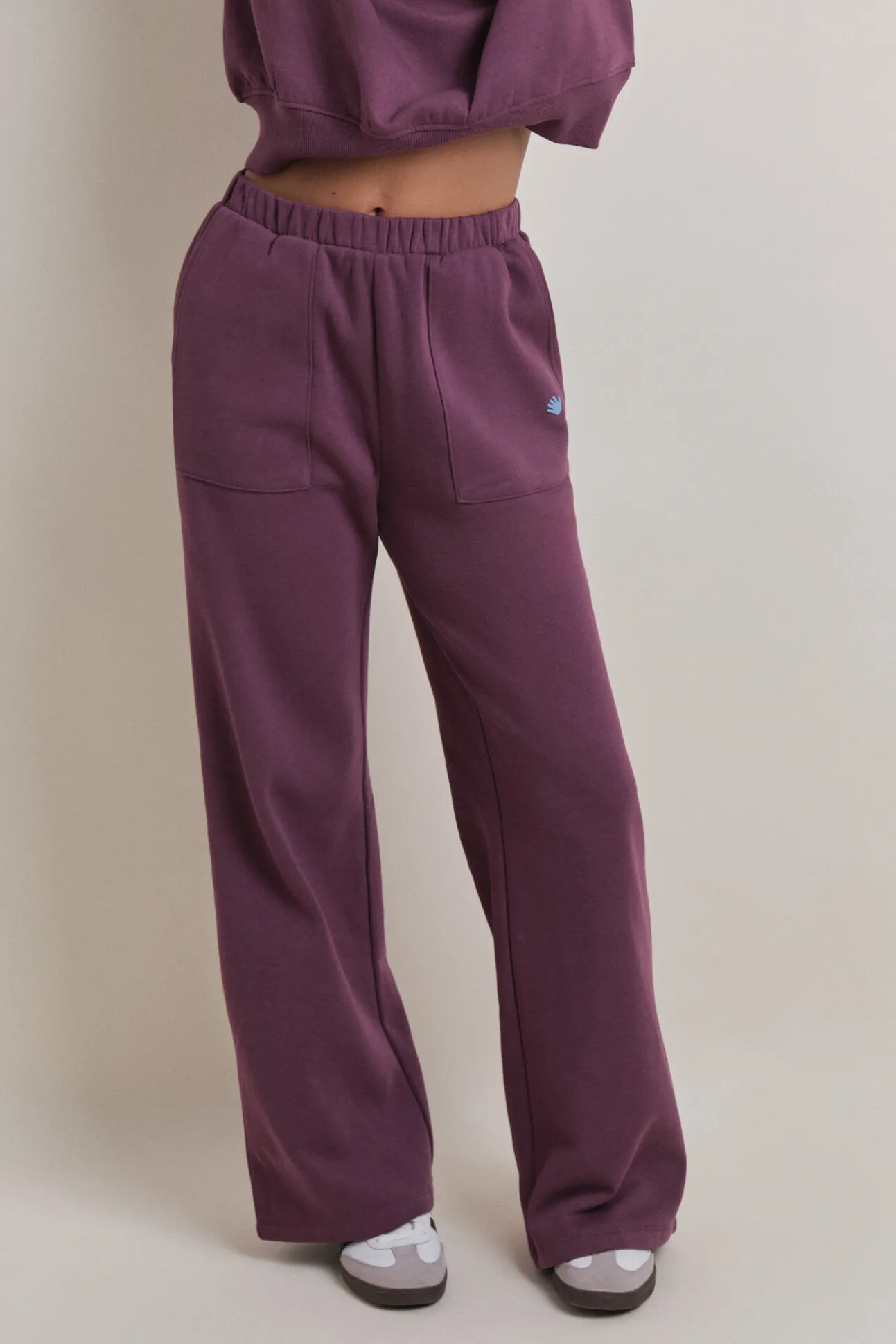 Pantalón flare felpa algodón vino