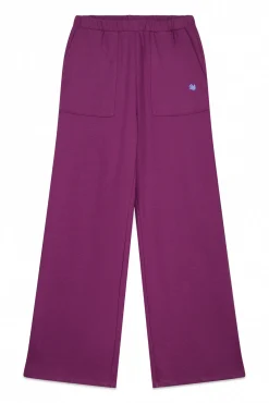 Pantalón flare felpa algodón vino