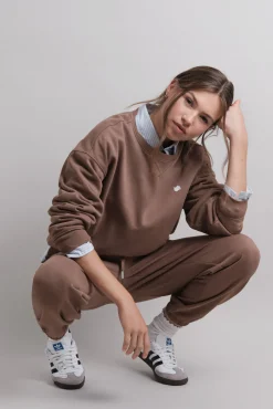 Pantalón jogger felpa algodón marrón