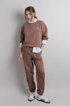 Pantalón jogger felpa algodón marrón
