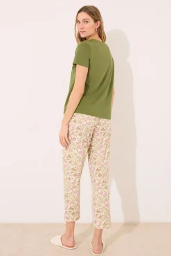 Pantalón largo 100% algodón flores