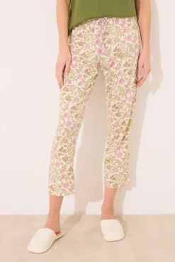Pantalón largo 100% algodón flores