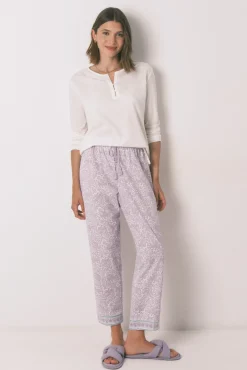 Pantalón largo carrot 100% algodón lila