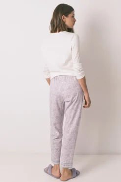 Pantalón largo carrot 100% algodón lila