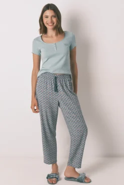 Pantalón largo carrot viscosa print sellos