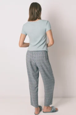 Pantalón largo carrot viscosa print sellos