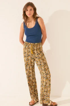 Pantalón largo estampado flores
