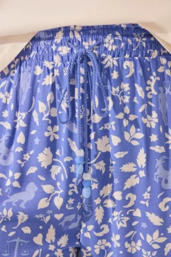 Pantalón largo estampado flores azul