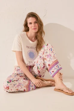 Pantalón largo estampado multicolor