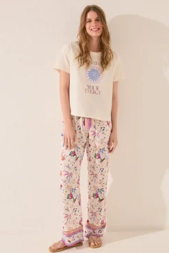 Pantalón largo estampado multicolor