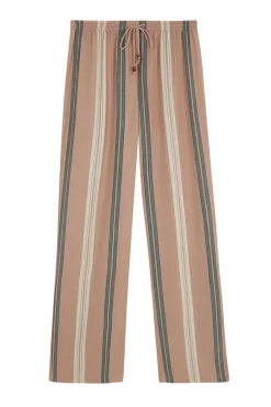 Pantalón largo estampado rayas marrón