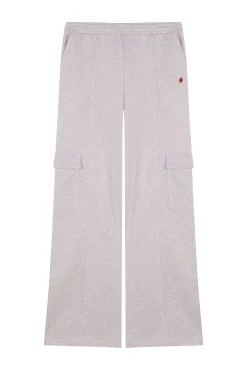 Pantalón largo flare felpa gris