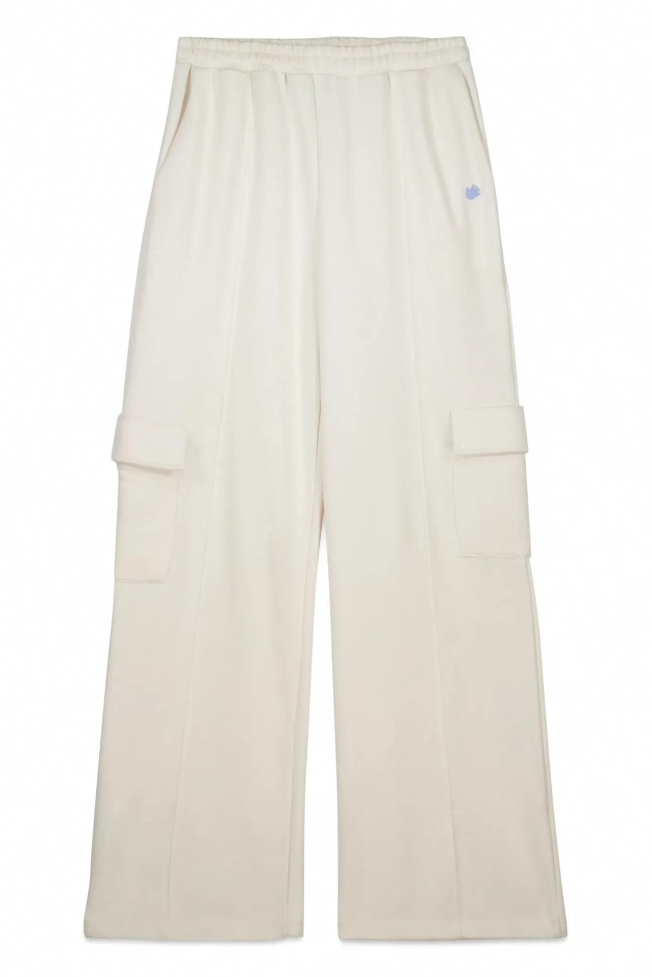 Pantalón largo flare felpa marfil