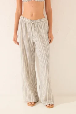 Pantalón largo raya tejida gris